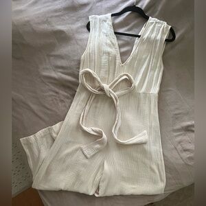 UO Beige Light-Weight Jumpsuit with Belt